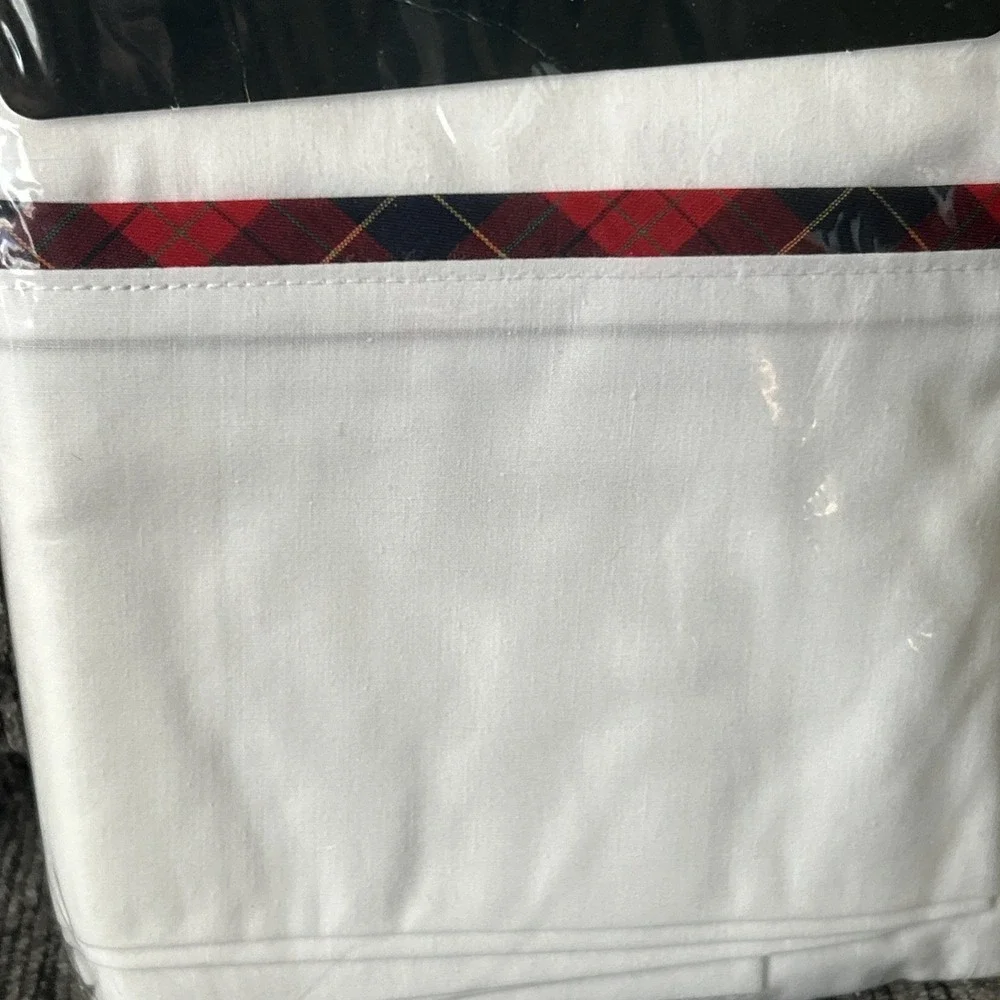 Ralph‎ Lauren Brady White Pillowcases Standard Tartan Piping Vintage New Sealed